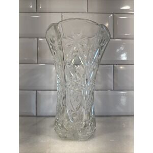 Vintage 80s Crystal STAR OF DAVID Flower Vase Wide Top Heavy Holiday‎ HANUKAH